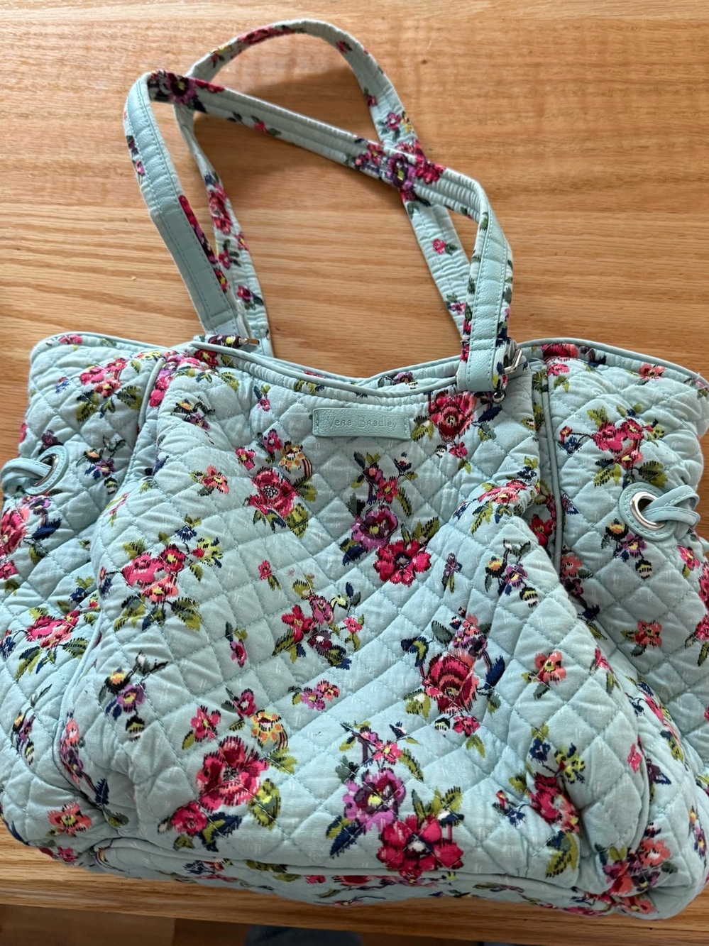 Vera Bradley Light Blue Floral Quilted “Glenna” bag in “Water Bouquet”